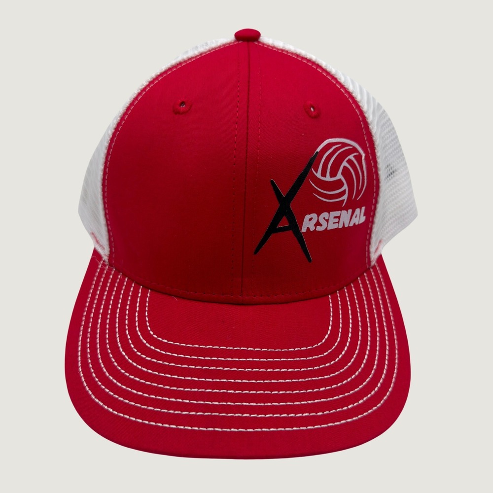 Arsenal Volleyball Trucker Hat Red White Mesh Snapback Cap Adjustable HG Logo
